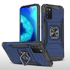 Coque Contour Silicone et Plastique Housse Etui Mat avec Magnetique Support Bague Anneau MQ1 pour Samsung Galaxy A02s Bleu