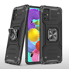 Coque Contour Silicone et Plastique Housse Etui Mat avec Magnetique Support Bague Anneau MQ1 pour Samsung Galaxy A51 4G Noir
