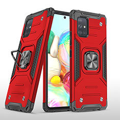 Coque Contour Silicone et Plastique Housse Etui Mat avec Magnetique Support Bague Anneau MQ1 pour Samsung Galaxy A71 5G Rouge