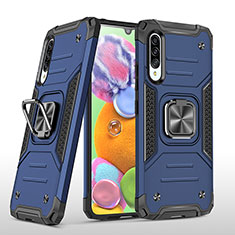 Coque Contour Silicone et Plastique Housse Etui Mat avec Magnetique Support Bague Anneau MQ1 pour Samsung Galaxy A90 5G Bleu