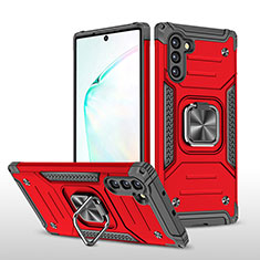 Coque Contour Silicone et Plastique Housse Etui Mat avec Magnetique Support Bague Anneau MQ1 pour Samsung Galaxy Note 10 5G Rouge