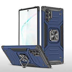 Coque Contour Silicone et Plastique Housse Etui Mat avec Magnetique Support Bague Anneau MQ1 pour Samsung Galaxy Note 10 Plus 5G Bleu