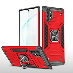 Coque Contour Silicone et Plastique Housse Etui Mat avec Magnetique Support Bague Anneau MQ1 pour Samsung Galaxy Note 10 Plus 5G Rouge