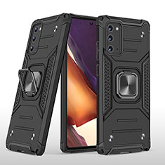 Coque Contour Silicone et Plastique Housse Etui Mat avec Magnetique Support Bague Anneau MQ1 pour Samsung Galaxy Note 20 5G Noir