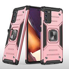 Coque Contour Silicone et Plastique Housse Etui Mat avec Magnetique Support Bague Anneau MQ1 pour Samsung Galaxy Note 20 5G Or Rose
