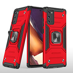 Coque Contour Silicone et Plastique Housse Etui Mat avec Magnetique Support Bague Anneau MQ1 pour Samsung Galaxy Note 20 5G Rouge