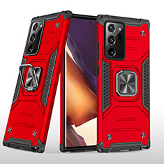 Coque Contour Silicone et Plastique Housse Etui Mat avec Magnetique Support Bague Anneau MQ1 pour Samsung Galaxy Note 20 Ultra 5G Rouge