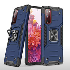 Coque Contour Silicone et Plastique Housse Etui Mat avec Magnetique Support Bague Anneau MQ1 pour Samsung Galaxy S20 FE 4G Bleu