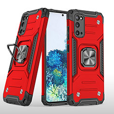 Coque Contour Silicone et Plastique Housse Etui Mat avec Magnetique Support Bague Anneau MQ1 pour Samsung Galaxy S20 Rouge