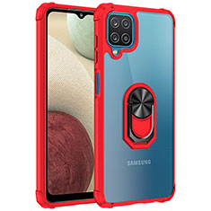 Coque Contour Silicone et Plastique Housse Etui Mat avec Magnetique Support Bague Anneau MQ2 pour Samsung Galaxy A12 5G Rouge