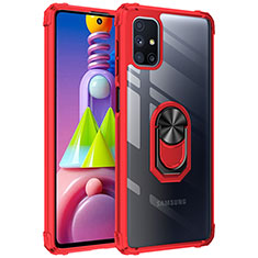 Coque Contour Silicone et Plastique Housse Etui Mat avec Magnetique Support Bague Anneau MQ2 pour Samsung Galaxy M51 Rouge