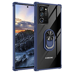 Coque Contour Silicone et Plastique Housse Etui Mat avec Magnetique Support Bague Anneau MQ2 pour Samsung Galaxy Note 20 Ultra 5G Bleu