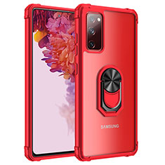 Coque Contour Silicone et Plastique Housse Etui Mat avec Magnetique Support Bague Anneau MQ2 pour Samsung Galaxy S20 FE 4G Rouge