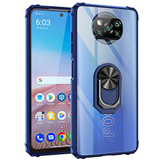Coque Contour Silicone et Plastique Housse Etui Mat avec Magnetique Support Bague Anneau MQ2 pour Xiaomi Poco X3 NFC Bleu
