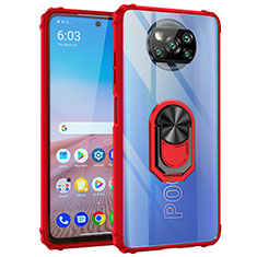 Coque Contour Silicone et Plastique Housse Etui Mat avec Magnetique Support Bague Anneau MQ2 pour Xiaomi Poco X3 NFC Rouge
