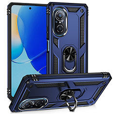 Coque Contour Silicone et Plastique Housse Etui Mat avec Magnetique Support Bague Anneau MQ3 pour Huawei Honor 50 SE 5G Bleu