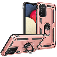 Coque Contour Silicone et Plastique Housse Etui Mat avec Magnetique Support Bague Anneau MQ3 pour Samsung Galaxy A02s Or Rose