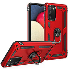 Coque Contour Silicone et Plastique Housse Etui Mat avec Magnetique Support Bague Anneau MQ3 pour Samsung Galaxy A02s Rouge