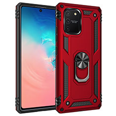 Coque Contour Silicone et Plastique Housse Etui Mat avec Magnetique Support Bague Anneau MQ3 pour Samsung Galaxy A91 Rouge