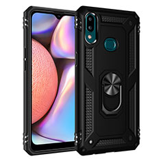 Coque Contour Silicone et Plastique Housse Etui Mat avec Magnetique Support Bague Anneau MQ3 pour Samsung Galaxy M01s Noir