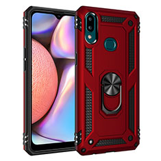 Coque Contour Silicone et Plastique Housse Etui Mat avec Magnetique Support Bague Anneau MQ3 pour Samsung Galaxy M01s Rouge