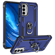Coque Contour Silicone et Plastique Housse Etui Mat avec Magnetique Support Bague Anneau MQ3 pour Samsung Galaxy M23 5G Bleu