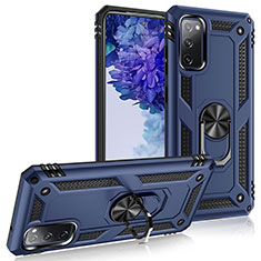 Coque Contour Silicone et Plastique Housse Etui Mat avec Magnetique Support Bague Anneau MQ3 pour Samsung Galaxy S20 FE 4G Bleu