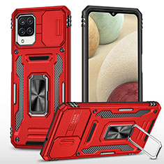 Coque Contour Silicone et Plastique Housse Etui Mat avec Magnetique Support Bague Anneau MQ4 pour Samsung Galaxy M12 Rouge