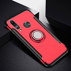 Coque Contour Silicone et Plastique Housse Etui Mat avec Magnetique Support Bague Anneau pour Huawei P30 Lite XL Rouge