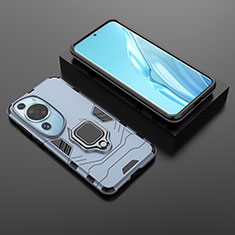 Coque Contour Silicone et Plastique Housse Etui Mat avec Magnetique Support Bague Anneau pour Huawei P60 Art Bleu