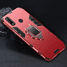 Coque Contour Silicone et Plastique Housse Etui Mat avec Magnetique Support Bague Anneau pour Huawei Y8s Rouge