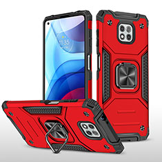 Coque Contour Silicone et Plastique Housse Etui Mat avec Magnetique Support Bague Anneau pour Motorola Moto G Power (2021) Rouge