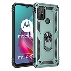 Coque Contour Silicone et Plastique Housse Etui Mat avec Magnetique Support Bague Anneau pour Motorola Moto G10 Power Vert