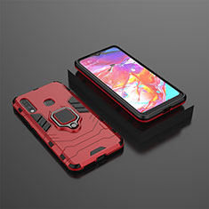 Coque Contour Silicone et Plastique Housse Etui Mat avec Magnetique Support Bague Anneau pour Samsung Galaxy A70E Rouge