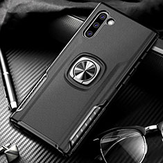 Coque Contour Silicone et Plastique Housse Etui Mat avec Magnetique Support Bague Anneau pour Samsung Galaxy Note 10 5G Noir