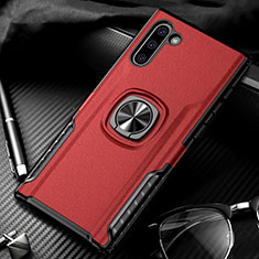 Coque Contour Silicone et Plastique Housse Etui Mat avec Magnetique Support Bague Anneau pour Samsung Galaxy Note 10 5G Rouge