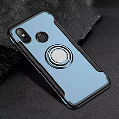 Coque Contour Silicone et Plastique Housse Etui Mat avec Magnetique Support Bague Anneau pour Xiaomi Mi 8 Bleu