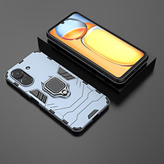 Coque Contour Silicone et Plastique Housse Etui Mat avec Magnetique Support Bague Anneau pour Xiaomi Redmi 13C Bleu