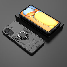 Coque Contour Silicone et Plastique Housse Etui Mat avec Magnetique Support Bague Anneau pour Xiaomi Redmi 13C Noir