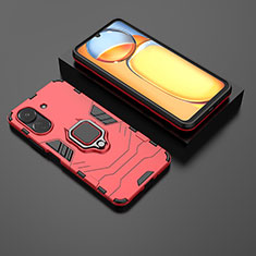 Coque Contour Silicone et Plastique Housse Etui Mat avec Magnetique Support Bague Anneau pour Xiaomi Redmi 13C Rouge
