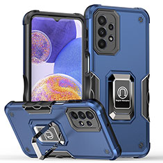 Coque Contour Silicone et Plastique Housse Etui Mat avec Magnetique Support Bague Anneau QW1 pour Samsung Galaxy A23 5G Bleu