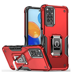 Coque Contour Silicone et Plastique Housse Etui Mat avec Magnetique Support Bague Anneau QW1 pour Xiaomi Redmi Note 12 Pro 4G Rouge