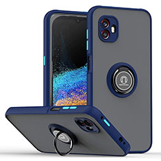 Coque Contour Silicone et Plastique Housse Etui Mat avec Magnetique Support Bague Anneau QW2 pour Samsung Galaxy XCover 6 Pro 5G Bleu