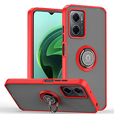Coque Contour Silicone et Plastique Housse Etui Mat avec Magnetique Support Bague Anneau QW2 pour Xiaomi Redmi 11 Prime 5G Rouge