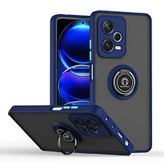 Coque Contour Silicone et Plastique Housse Etui Mat avec Magnetique Support Bague Anneau QW2 pour Xiaomi Redmi Note 12 Pro 5G Bleu