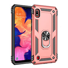 Coque Contour Silicone et Plastique Housse Etui Mat avec Magnetique Support Bague Anneau QW3 pour Samsung Galaxy A10 Or Rose