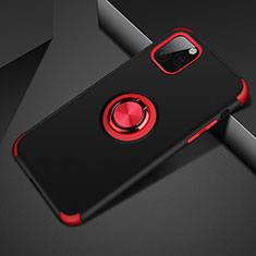 Coque Contour Silicone et Plastique Housse Etui Mat avec Magnetique Support Bague Anneau R01 pour Apple iPhone 11 Pro Max Rouge et Noir