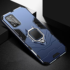 Coque Contour Silicone et Plastique Housse Etui Mat avec Magnetique Support Bague Anneau R01 pour Huawei Honor 30 Lite 5G Bleu