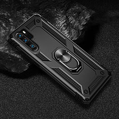 Coque Contour Silicone et Plastique Housse Etui Mat avec Magnetique Support Bague Anneau R01 pour Huawei P30 Pro New Edition Noir