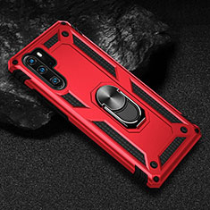 Coque Contour Silicone et Plastique Housse Etui Mat avec Magnetique Support Bague Anneau R01 pour Huawei P30 Pro New Edition Rouge